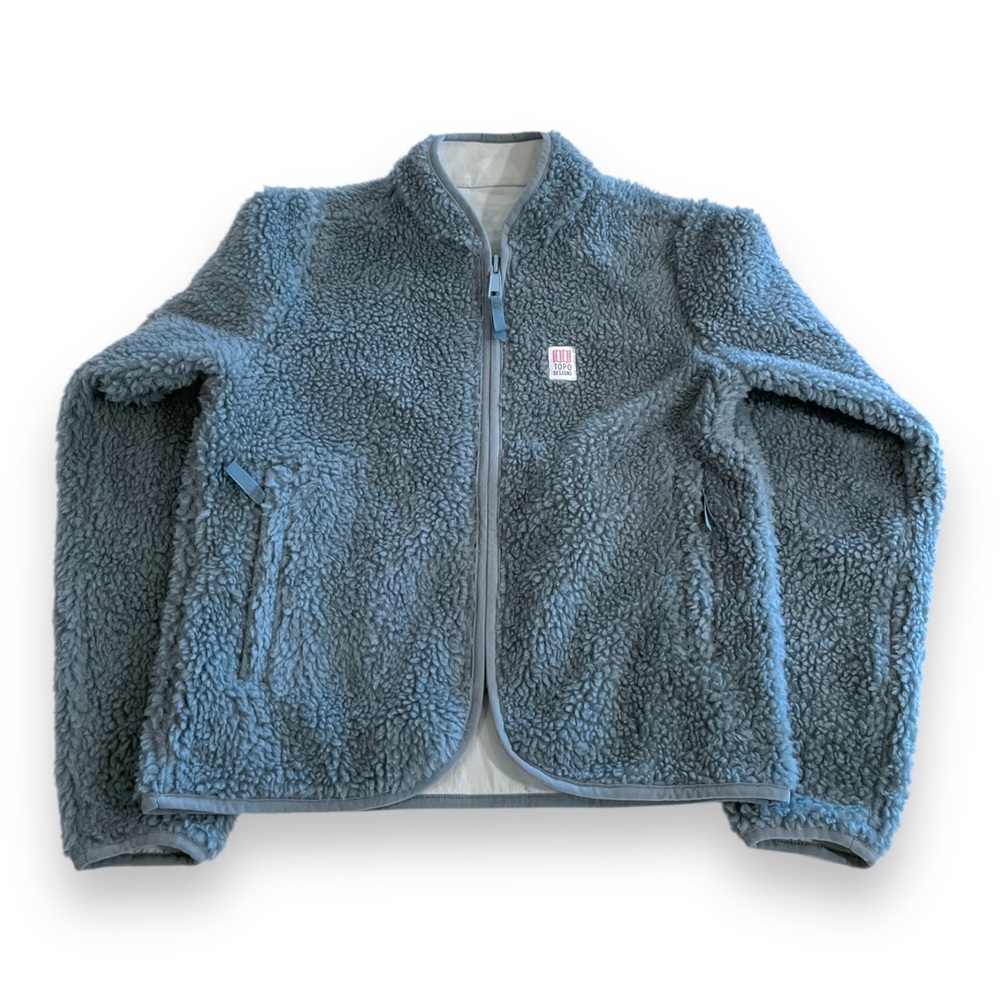 Size XS - Topo Designs Women's Reversible Sherpa Reversible Jacket Slate/Mint